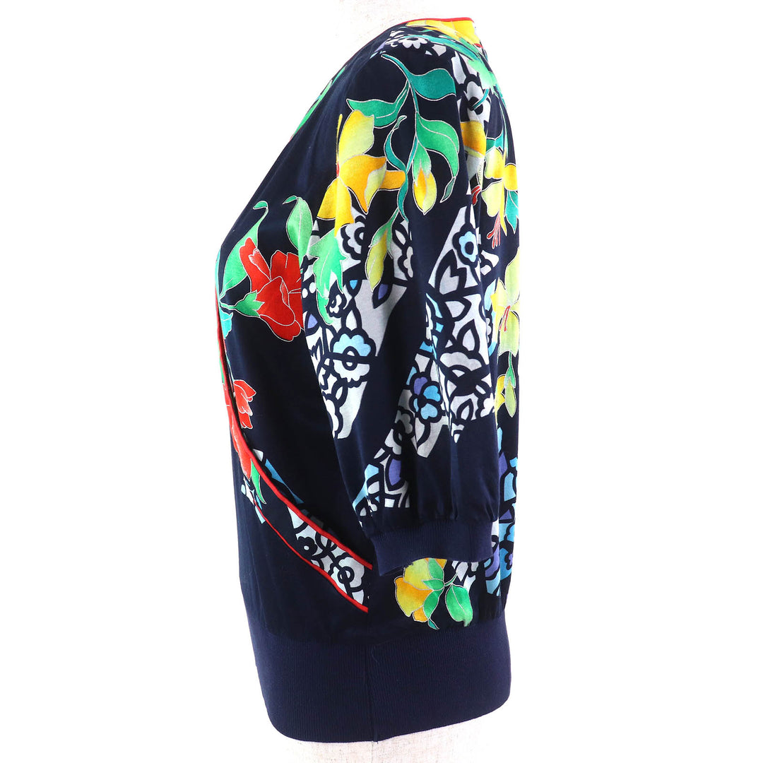 Great LEONARD FASHION T-shirt Floral print cache-coeur design V-neck