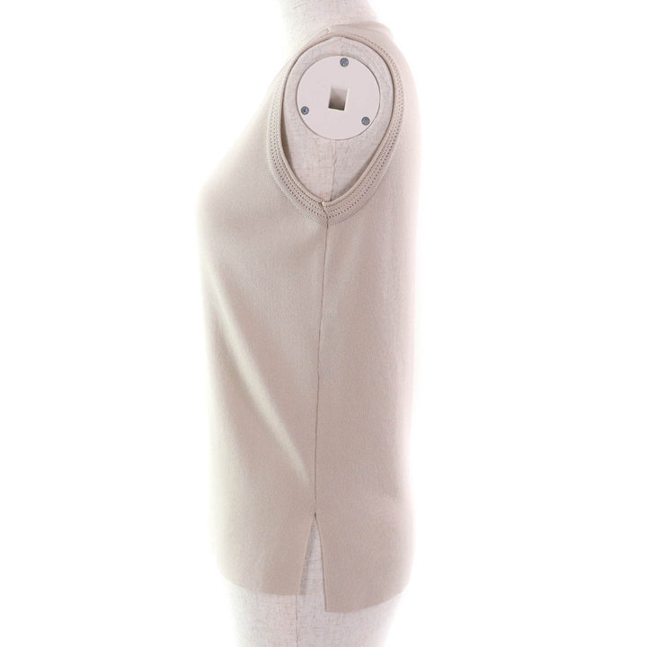Excellent FOXEY knit Summer Delight Logo Crew neck Sleeveless beige Rayon Women