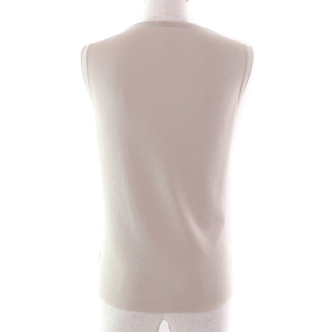 Excellent FOXEY knit Summer Delight Logo Crew neck Sleeveless beige Rayon Women