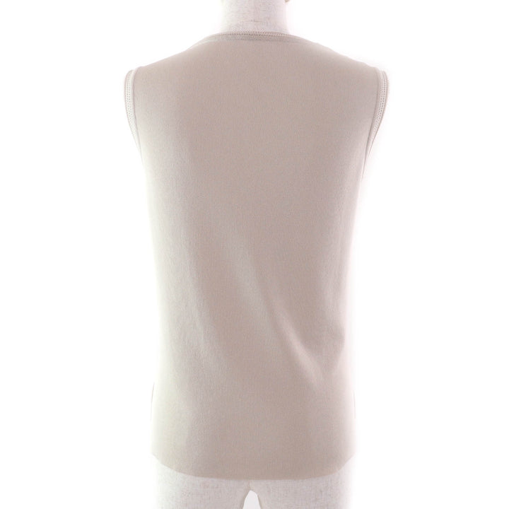 Excellent FOXEY knit Summer Delight Logo Crew neck Sleeveless beige Rayon Women