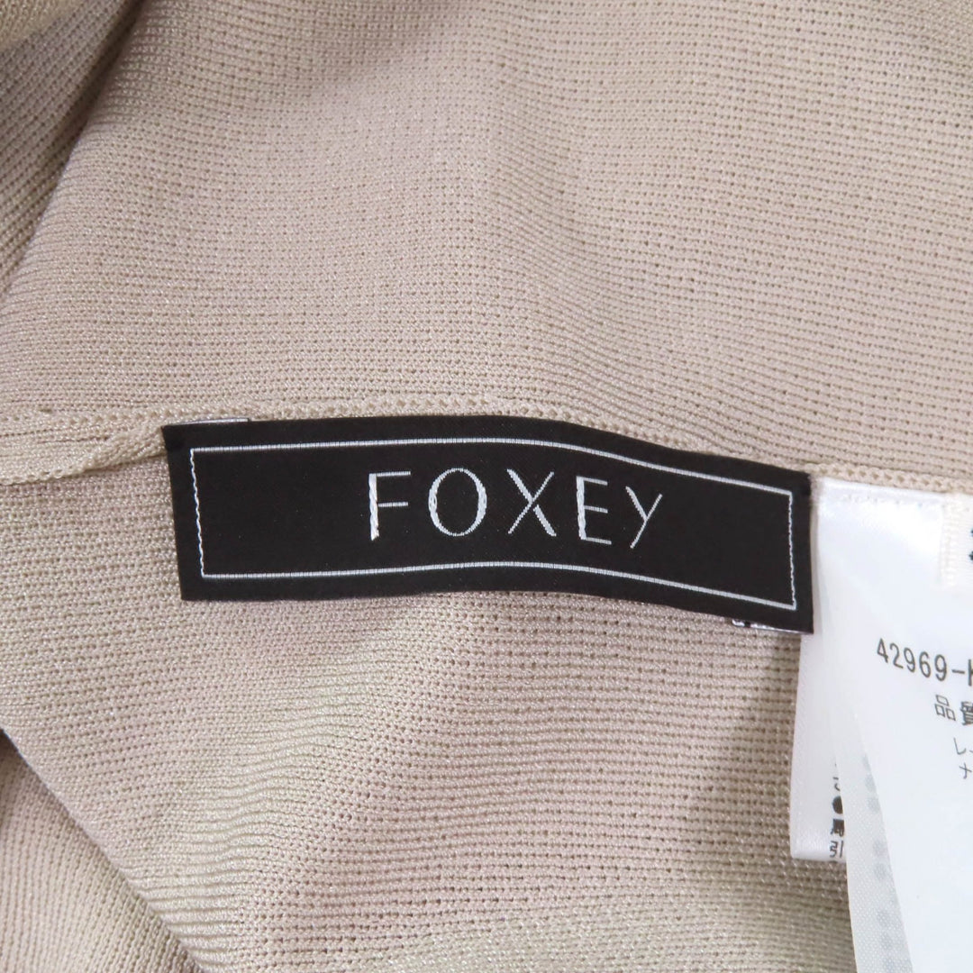 Excellent FOXEY knit Summer Delight Logo Crew neck Sleeveless beige Rayon Women