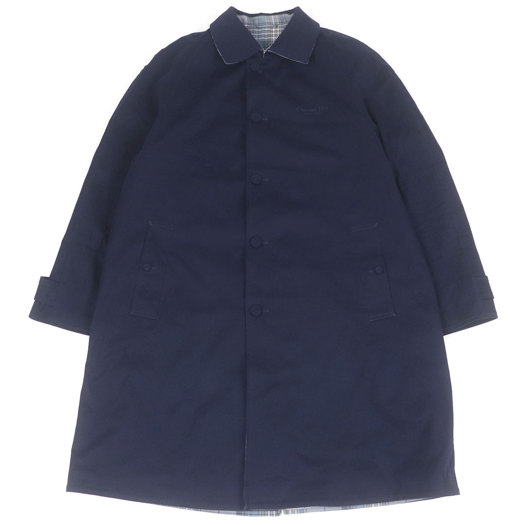 DIOR Logo embroidered balmacaan coat Navy cotton mens 48 513C350A6471
