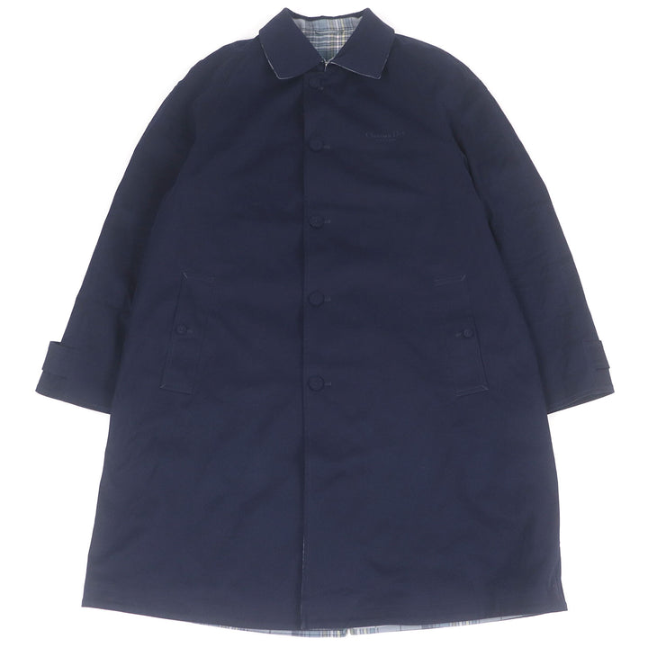 DIOR Logo embroidered balmacaan coat Navy cotton mens 48 513C350A6471