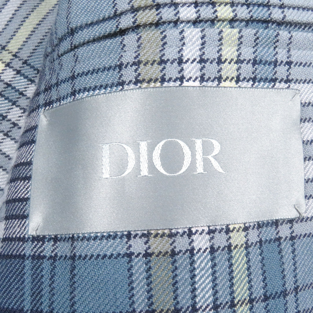 DIOR Logo embroidered balmacaan coat Navy cotton mens 48 513C350A6471