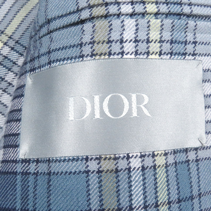 DIOR Logo embroidered balmacaan coat Navy cotton mens 48 513C350A6471