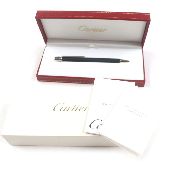 Excellent Cartier Ballpoint pen Santos Twist type Matte Black Silver mens