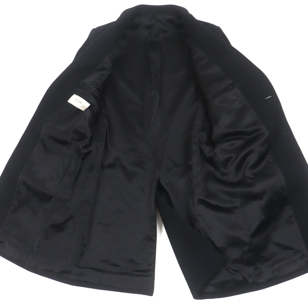 CELINE Chester coat Single logo button black wool mens 44 2M025863C