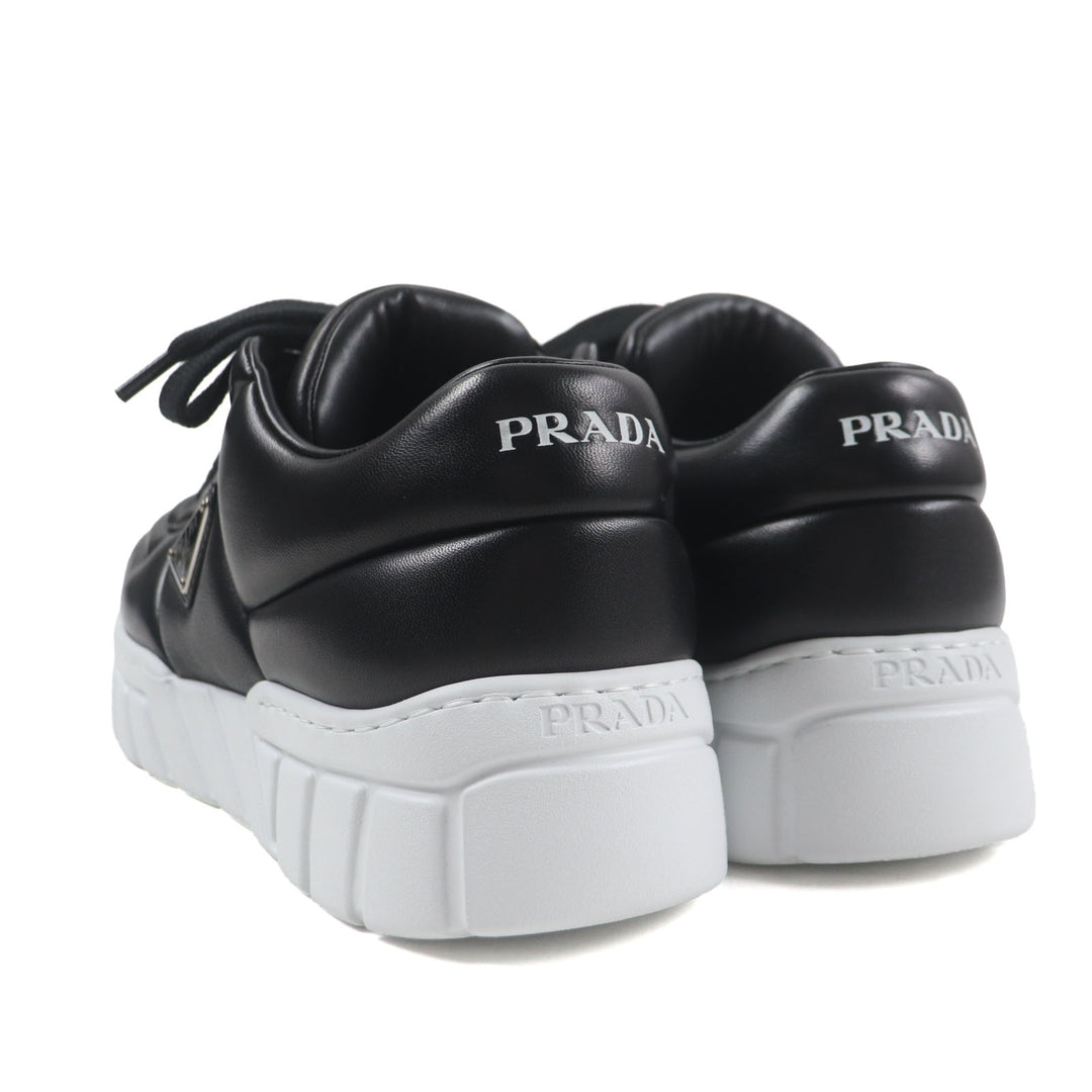 Pristine PRADA sneakers Triangle logo Triangle plate black Nappa leather mens 6