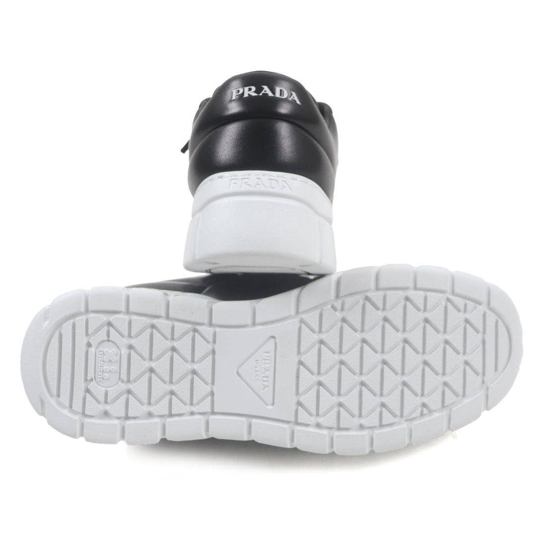 Pristine PRADA sneakers Triangle logo Triangle plate black Nappa leather mens 6