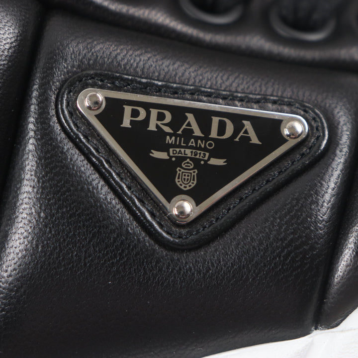 Pristine PRADA sneakers Triangle logo Triangle plate black Nappa leather mens 6