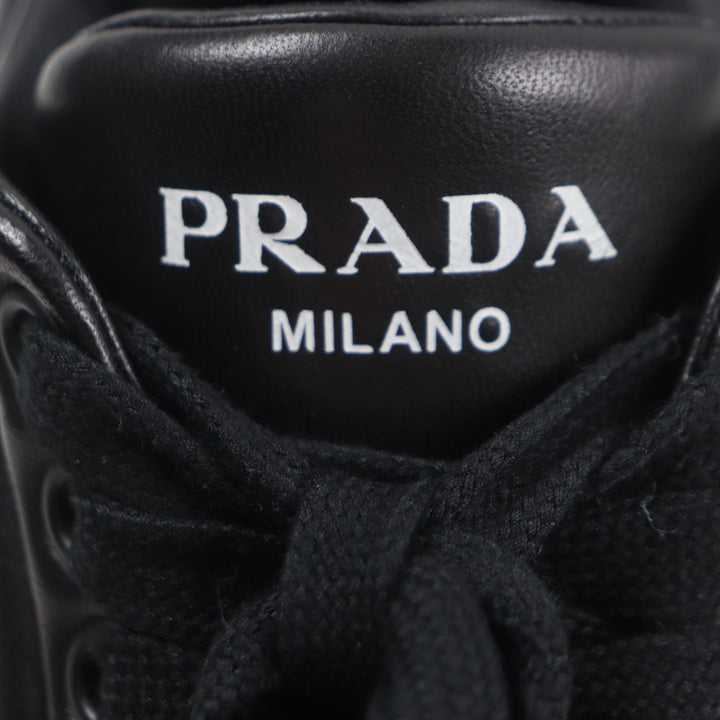 Pristine PRADA sneakers Triangle logo Triangle plate black Nappa leather mens 6