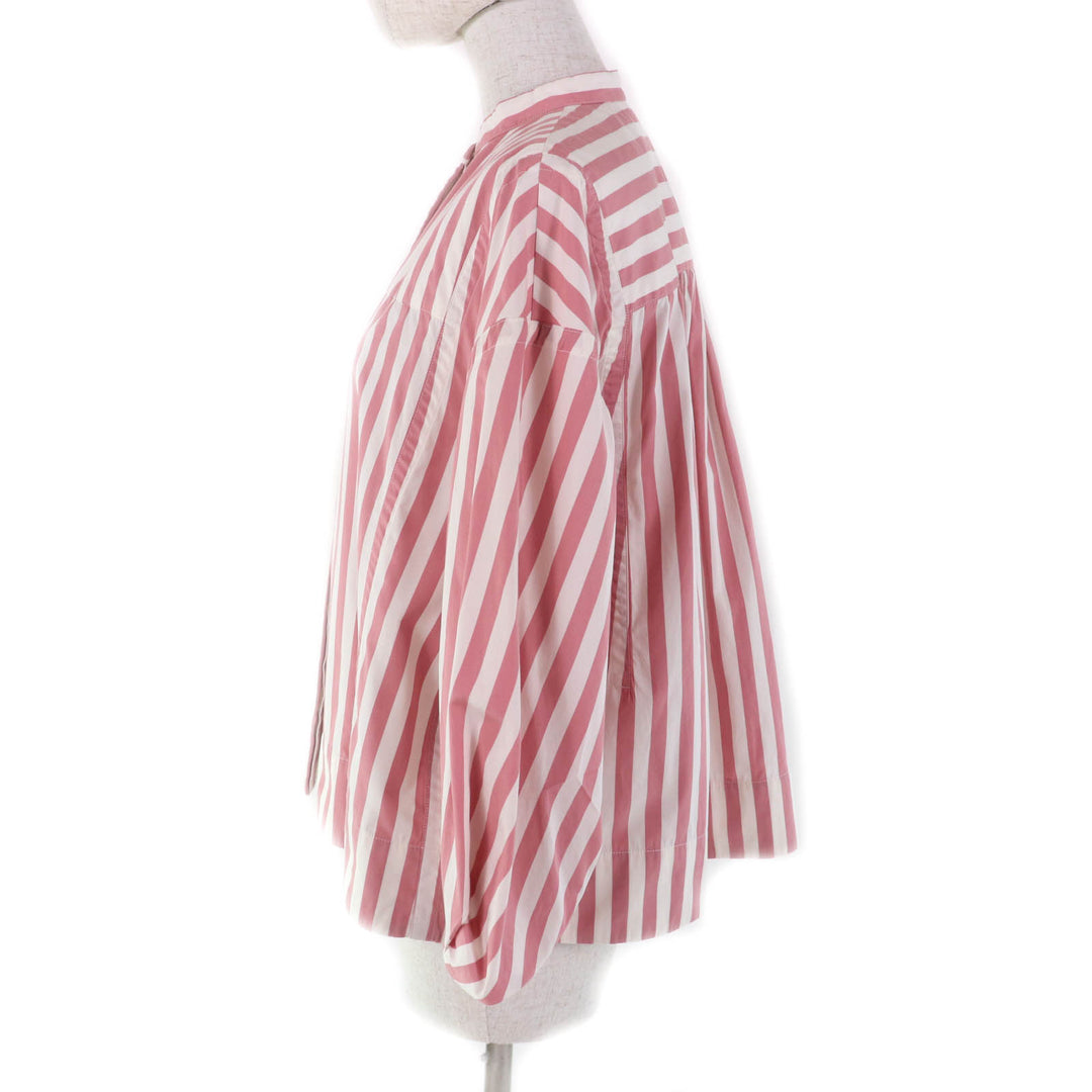 Excellent JIL SANDER shirt Band collar, 3/4 sleeves, stripes Women 34 JSPU601201