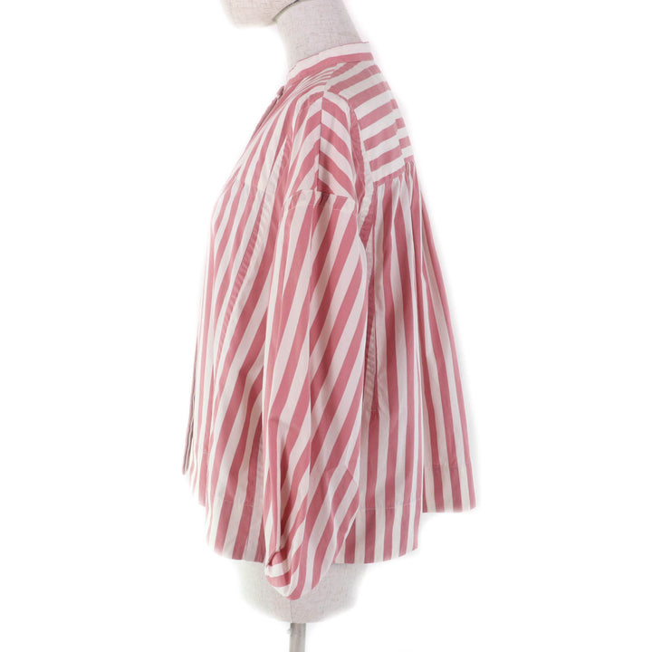 Excellent JIL SANDER shirt Band collar, 3/4 sleeves, stripes Women 34 JSPU601201