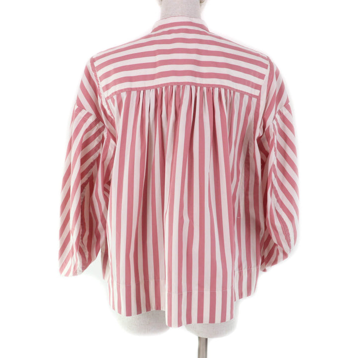 Excellent JIL SANDER shirt Band collar, 3/4 sleeves, stripes Women 34 JSPU601201