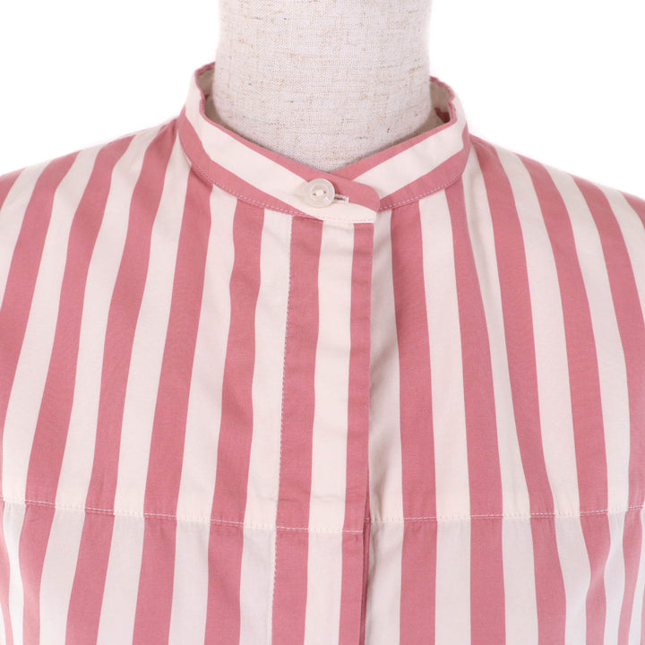 Excellent JIL SANDER shirt Band collar, 3/4 sleeves, stripes Women 34 JSPU601201