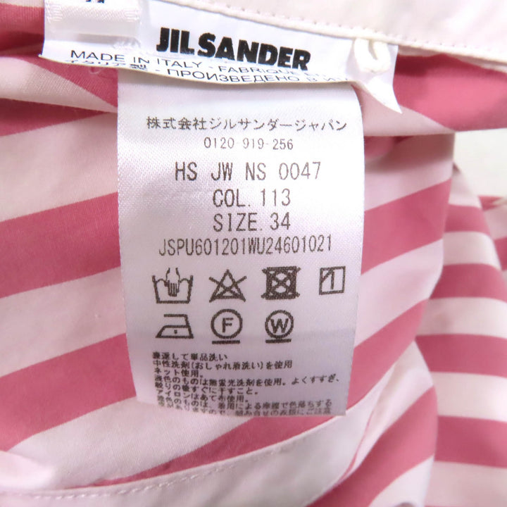Excellent JIL SANDER shirt Band collar, 3/4 sleeves, stripes Women 34 JSPU601201
