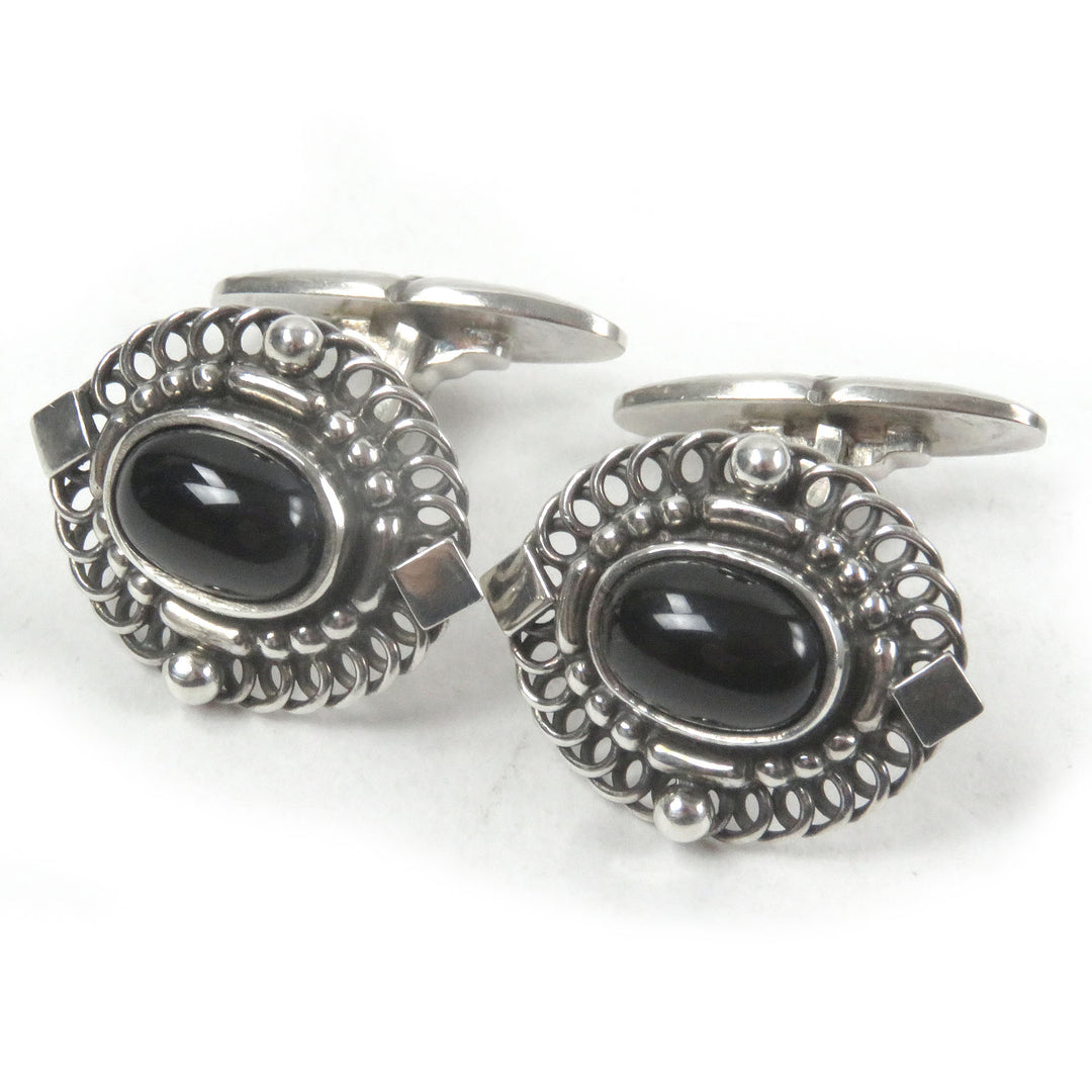 Great Georg Jensen Cufflinks cufflinks Silver black SV925 mens 19B