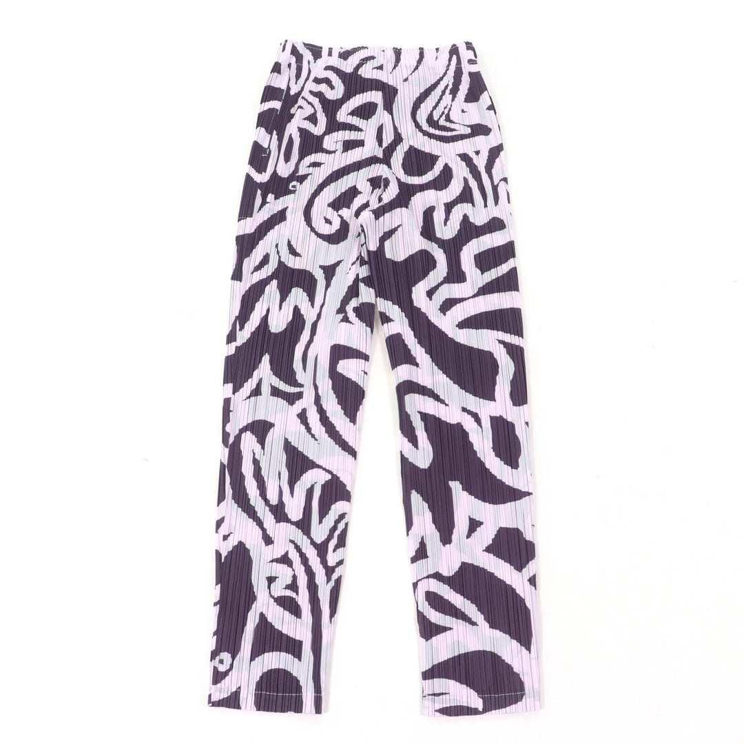 Excellent PLEATS PLEASE Pants SEEKER Animal Print Pleated purple Women 3