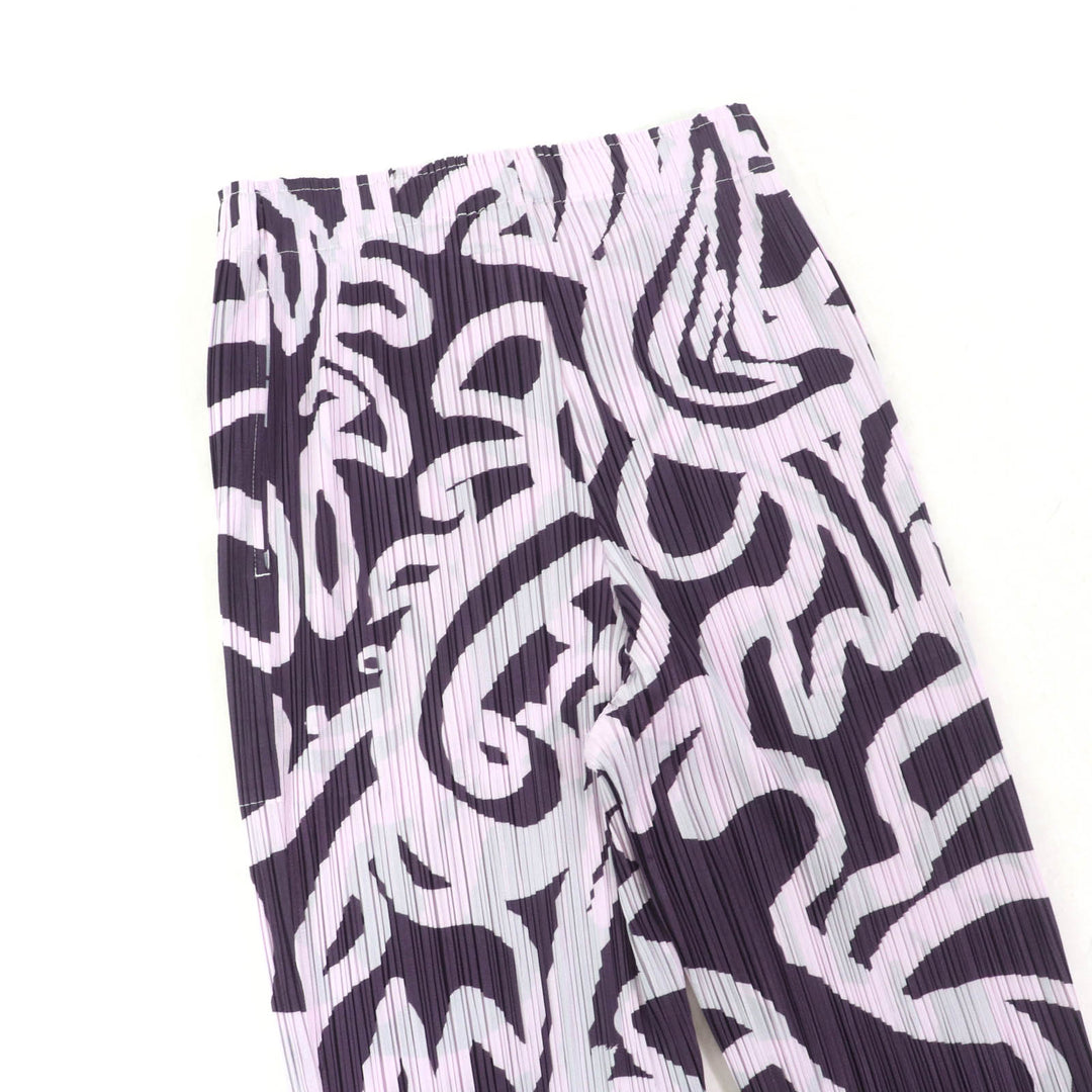 Excellent PLEATS PLEASE Pants SEEKER Animal Print Pleated purple Women 3