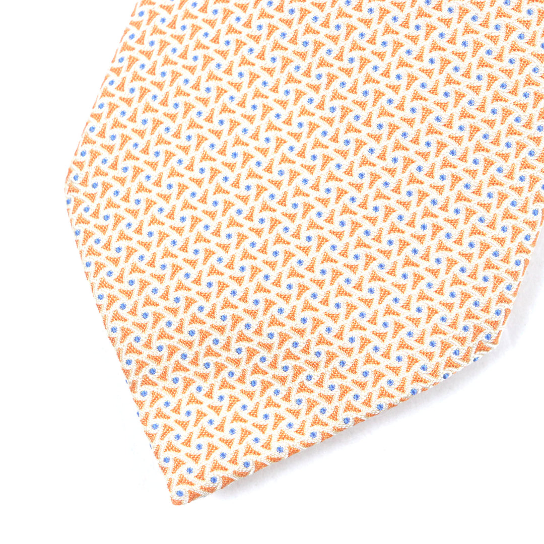 Excellent HERMES tie Overall handle Orange blue mens 659082T
