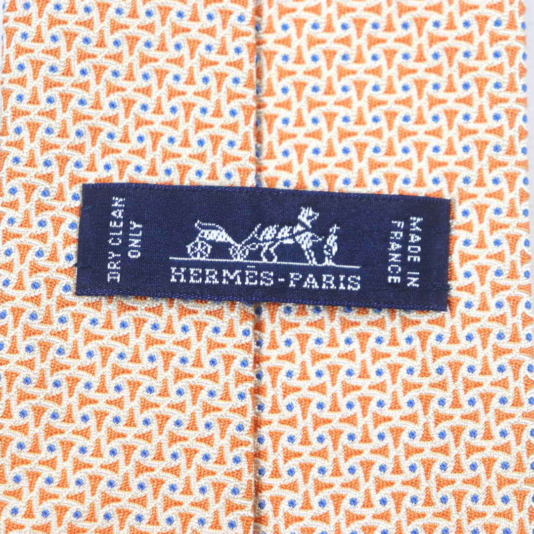 Excellent HERMES tie Overall handle Orange blue mens 659082T