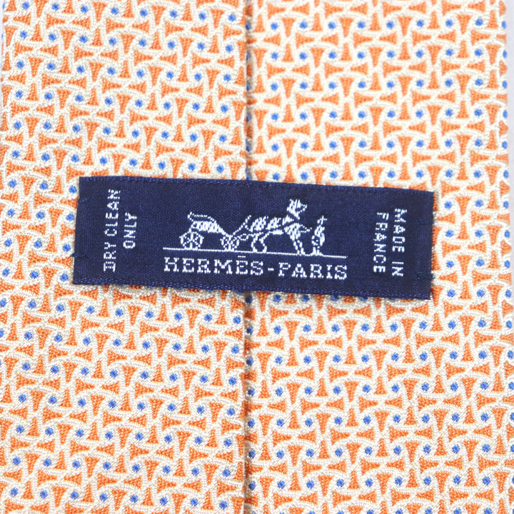 Excellent HERMES tie Overall handle Orange blue mens 659082T