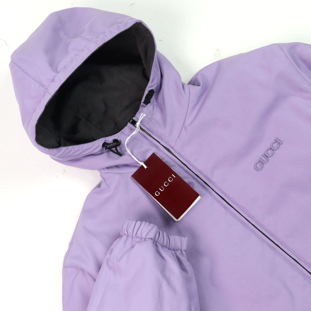 GUCCI Jacket reversible hooded padded Gray purple Composite fiber mens 48 795697