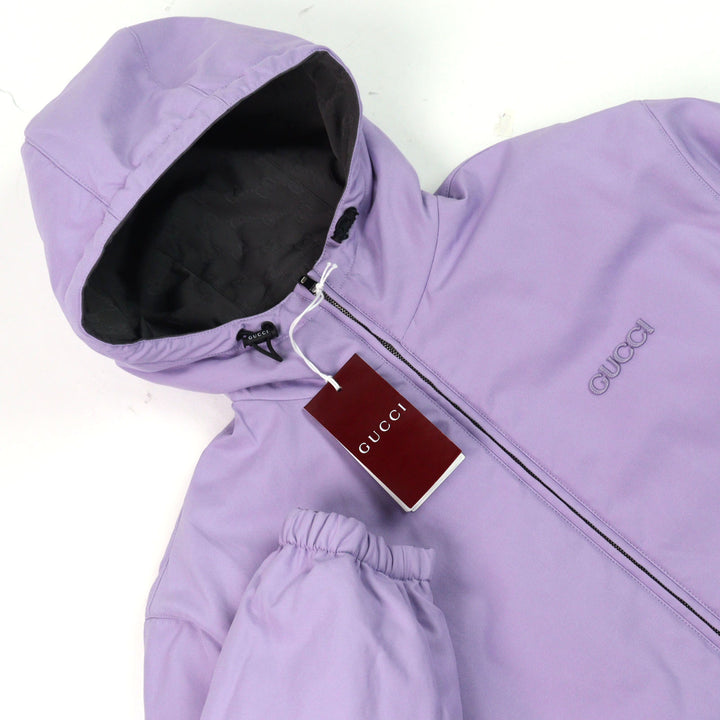 GUCCI Jacket reversible hooded padded Gray purple Composite fiber mens 48 795697
