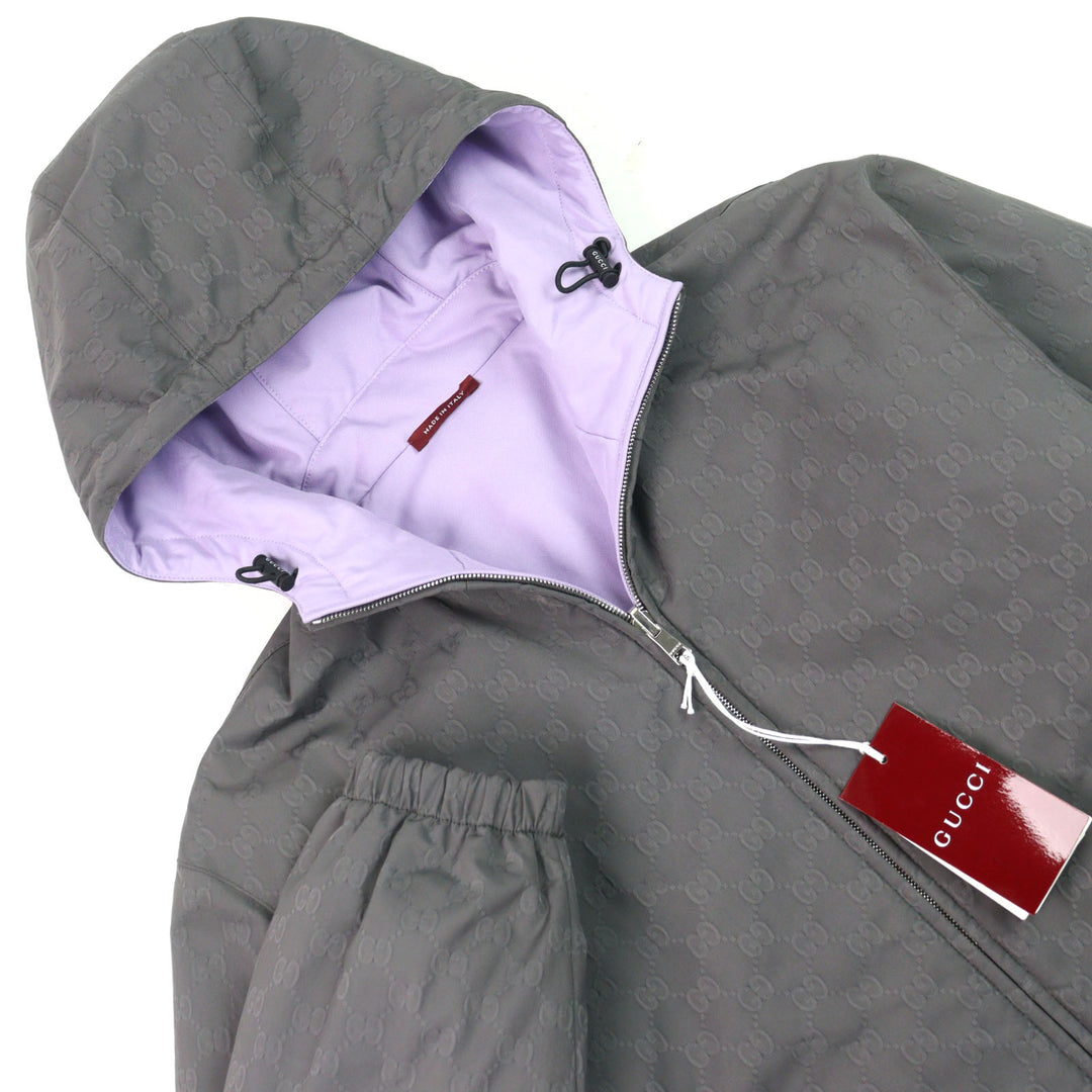 GUCCI Jacket reversible hooded padded Gray purple Composite fiber mens 48 795697