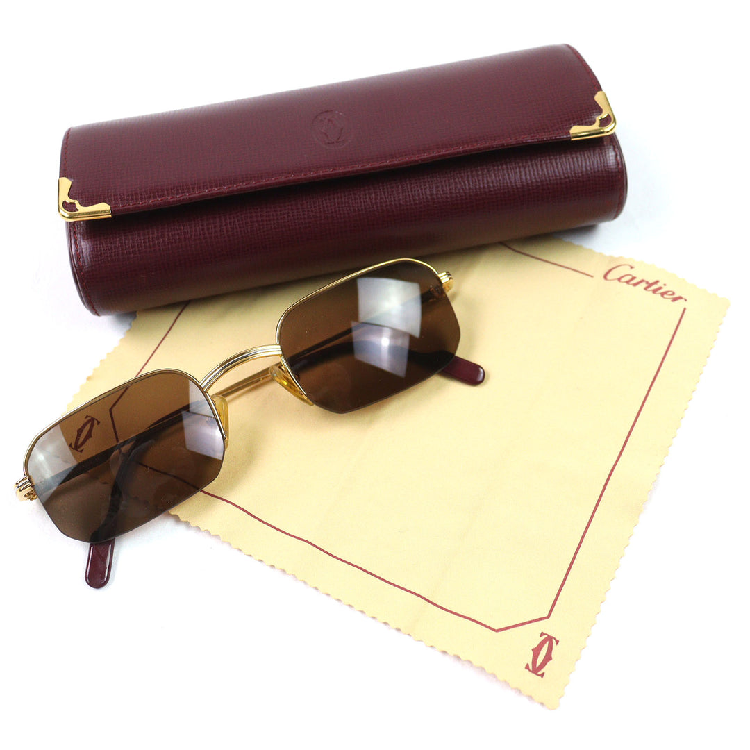 Excellent Cartier sunglasses Trinity Half Rim Frame: Gold Bordeaux mens