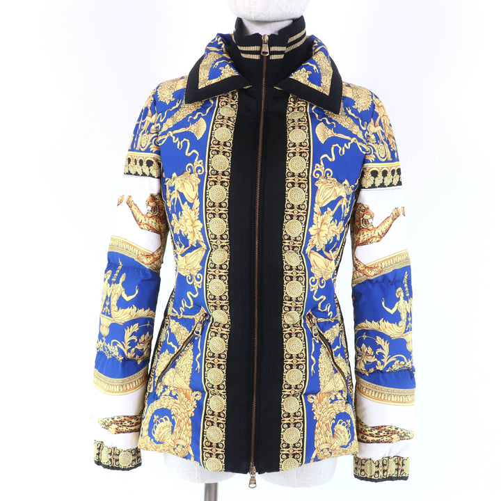 Pristine VERSACE Down jacket Baroque Print Medusa Buttons multicolor 36 A80273