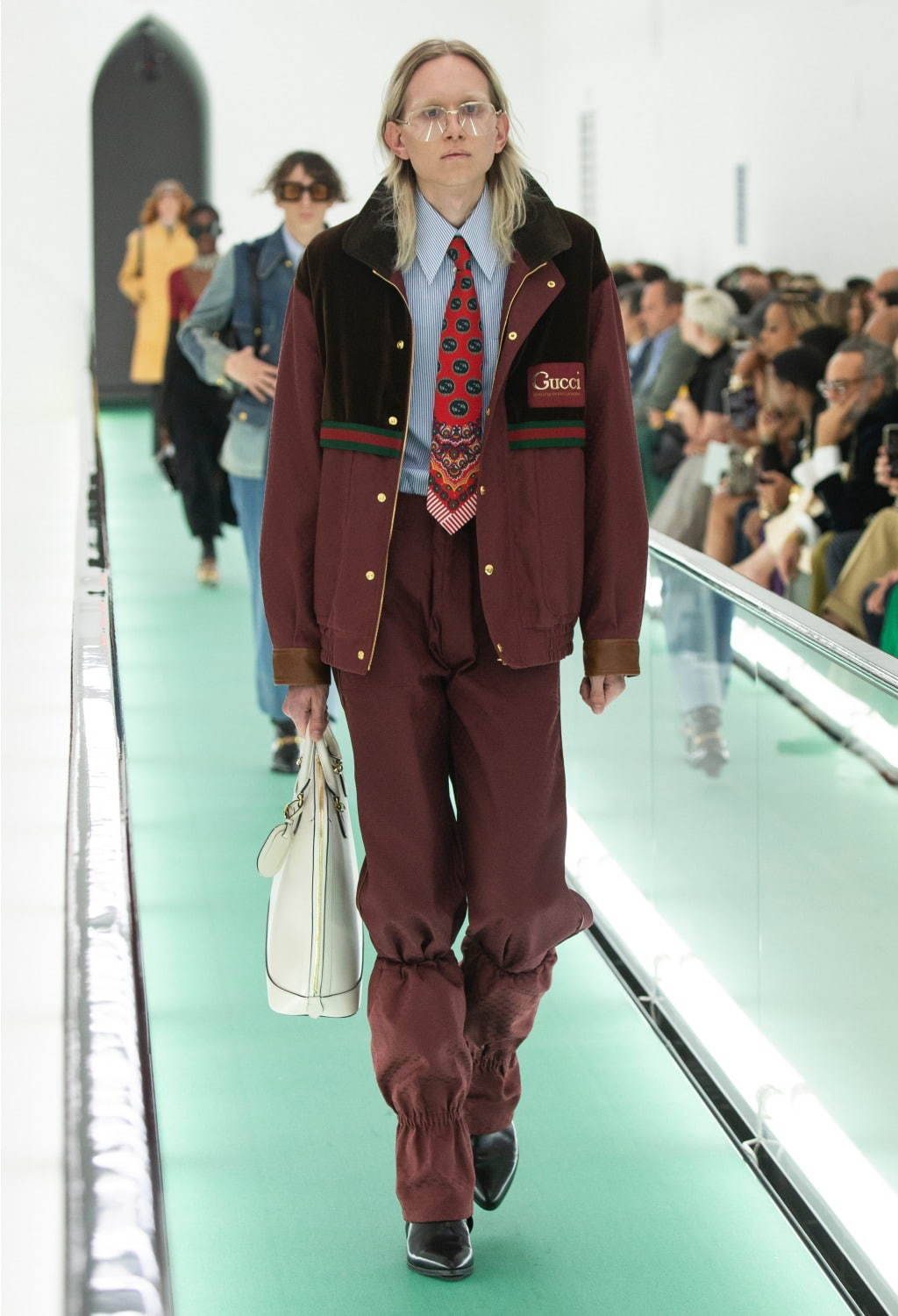 Pristine GUCCI Pants GG Jacquard, worn on the runway Bordeaux mens 46 614939