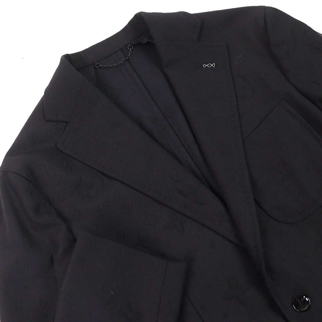 LOUIS VUITTON tailored jacket Monogram Allover Single black polyester mens 48