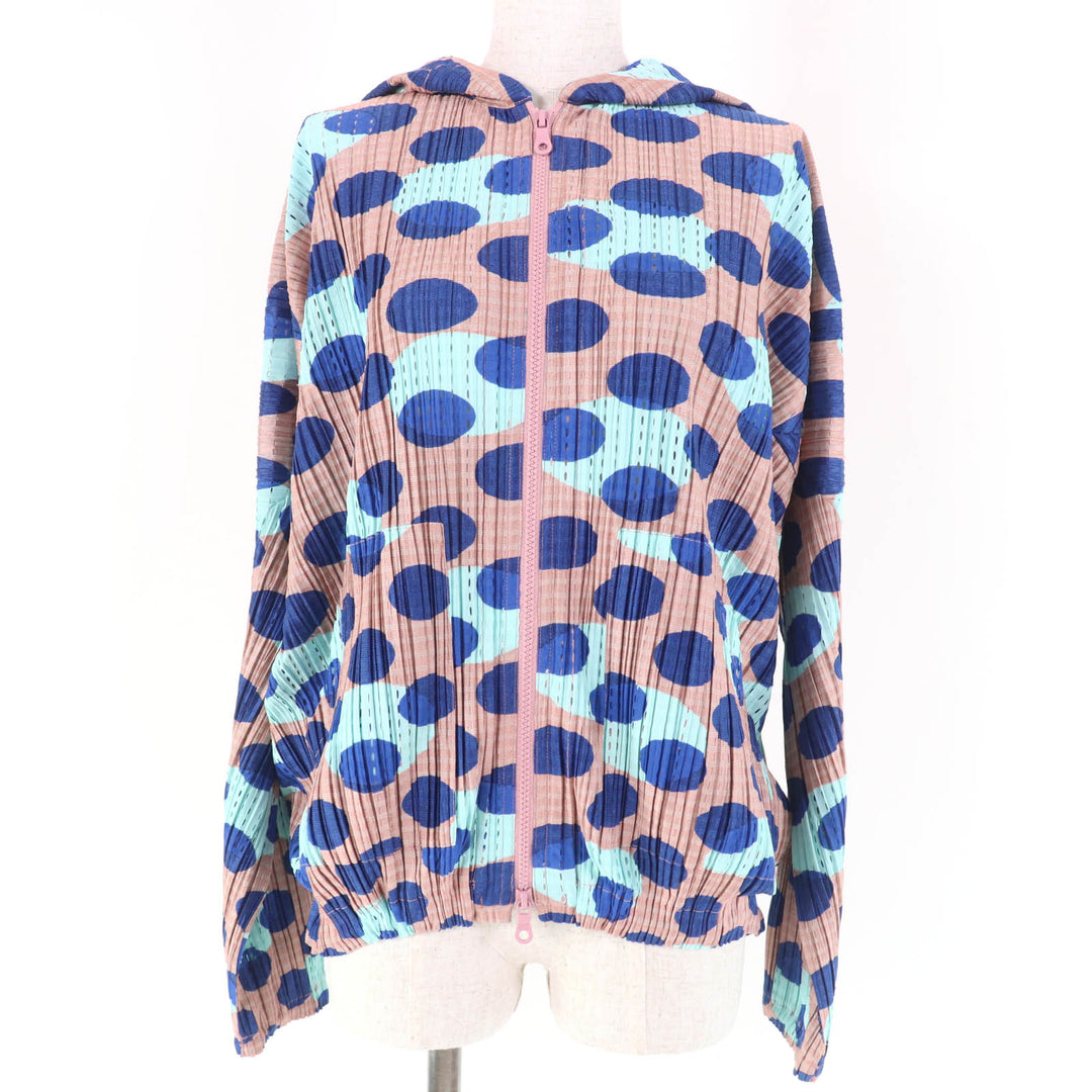 Excellent PLEATS PLEASE hoodie Dot Pattern ZIP UP Hoodie polyester Women 4