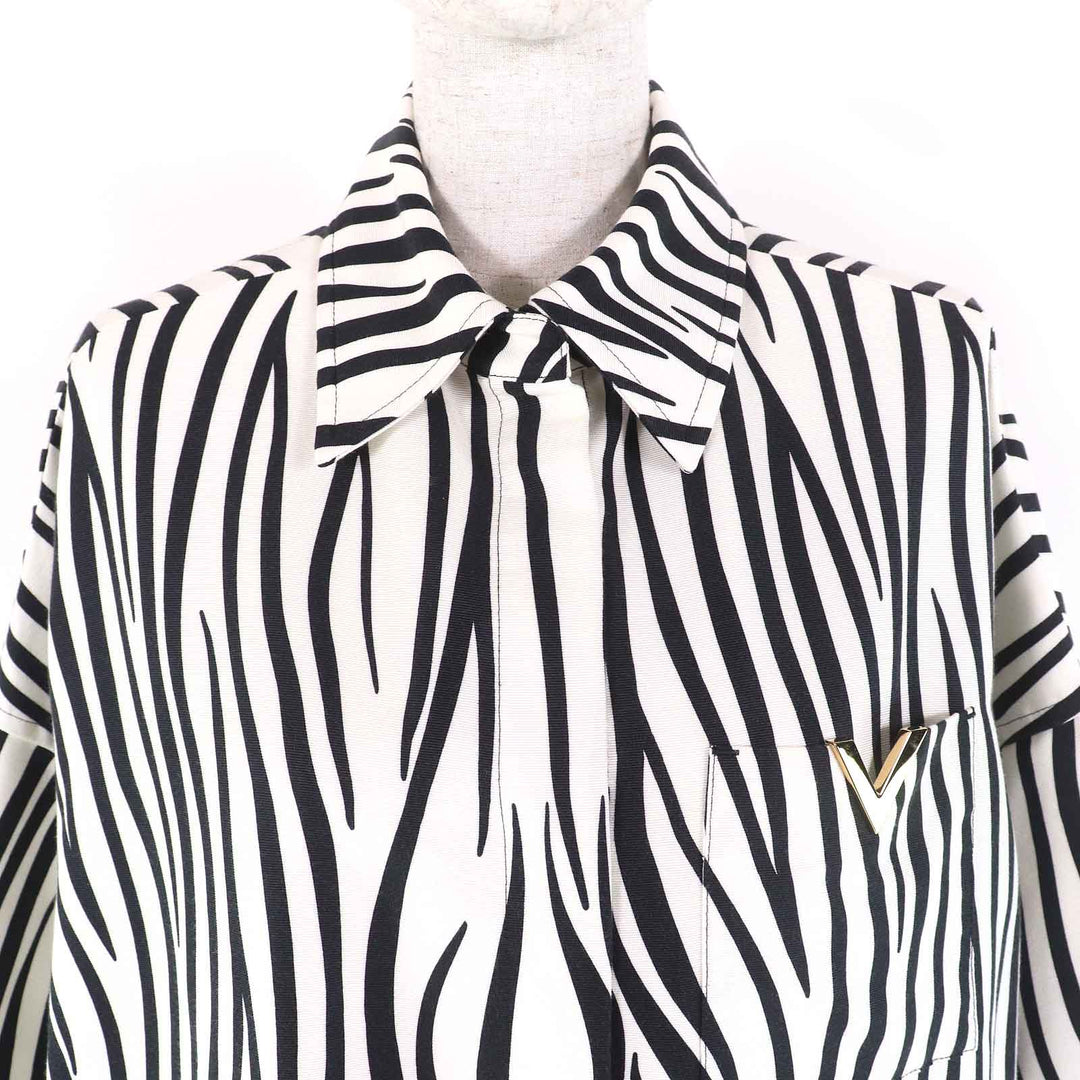 Excellent VALENTINO Long sleeve shirt V Logo Metal Zebra Print Women 36 1B3CI0RF7B9