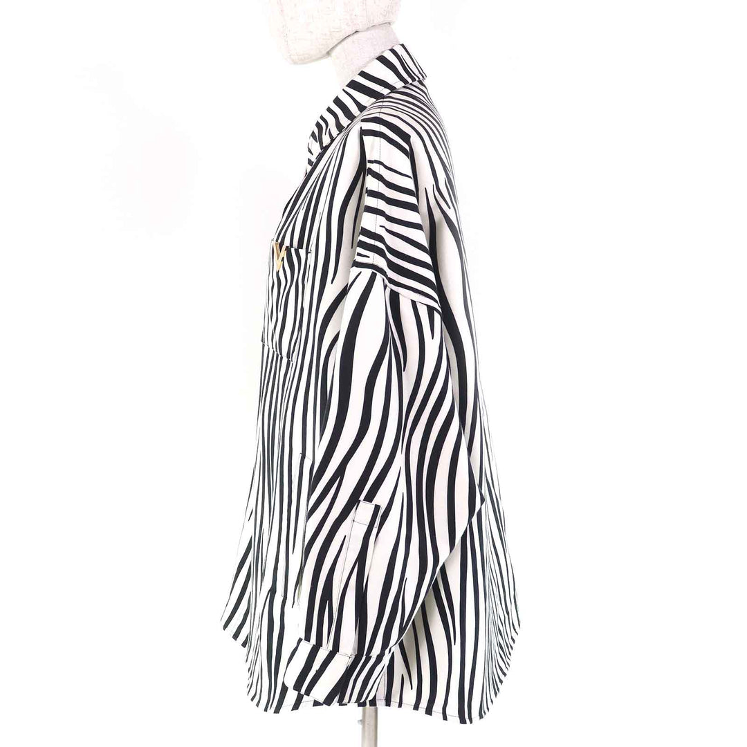 Excellent VALENTINO Long sleeve shirt V Logo Metal Zebra Print Women 36 1B3CI0RF7B9
