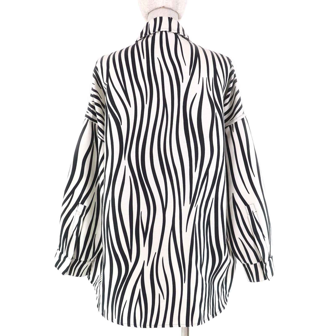 Excellent VALENTINO Long sleeve shirt V Logo Metal Zebra Print Women 36 1B3CI0RF7B9