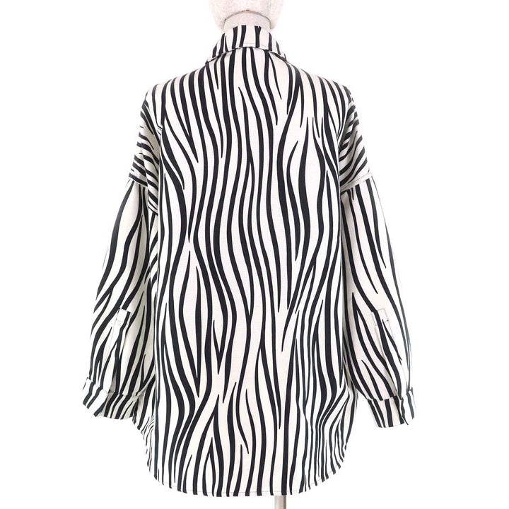 Excellent VALENTINO Long sleeve shirt V Logo Metal Zebra Print Women 36 1B3CI0RF7B9