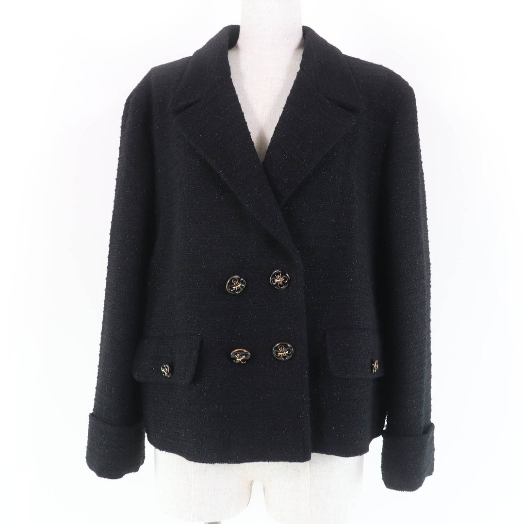 Excellent GUCCI Jacket double breasted tweed black wool Women 40 643287
