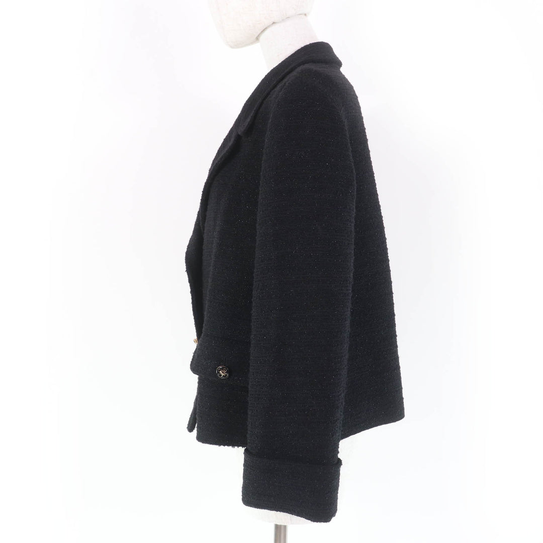 Excellent GUCCI Jacket double breasted tweed black wool Women 40 643287