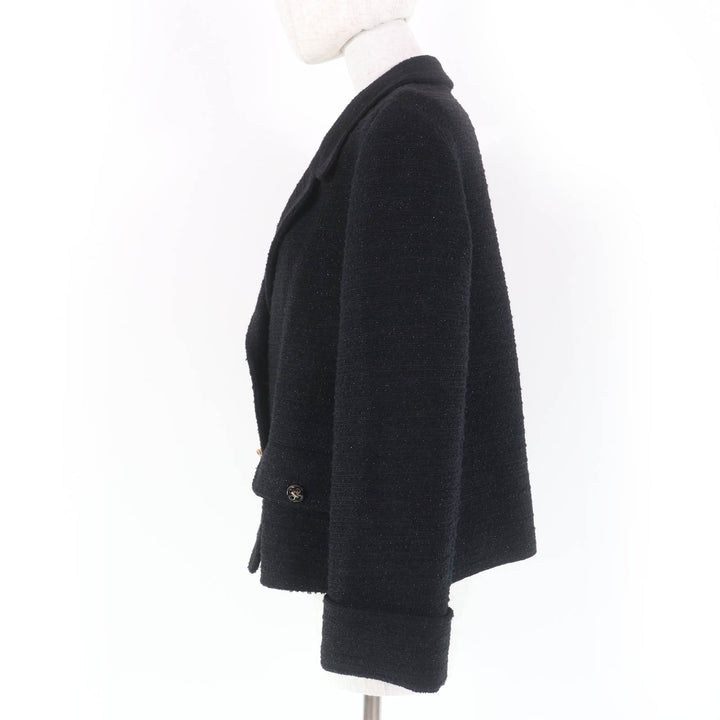 Excellent GUCCI Jacket double breasted tweed black wool Women 40 643287