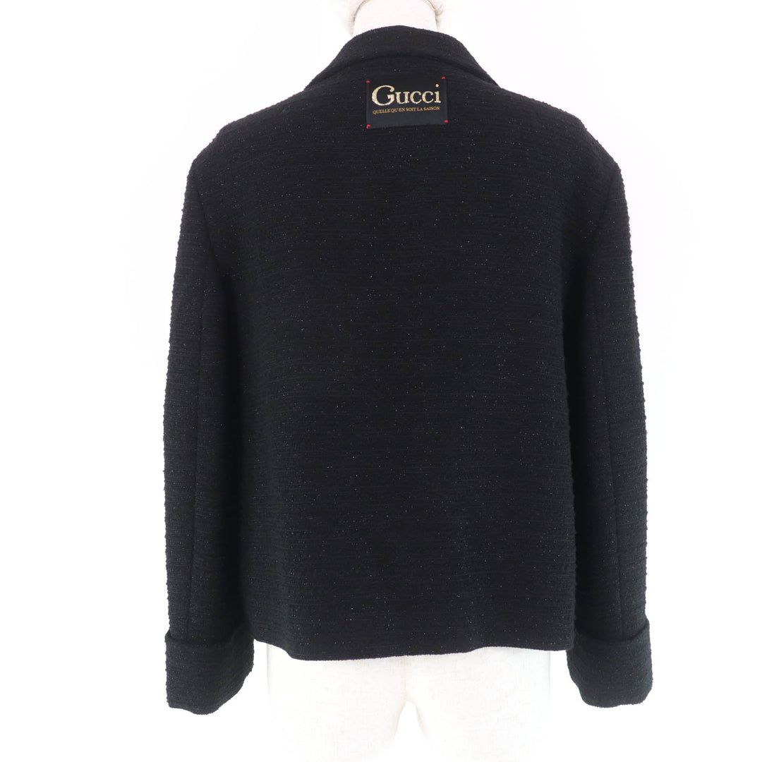Excellent GUCCI Jacket double breasted tweed black wool Women 40 643287