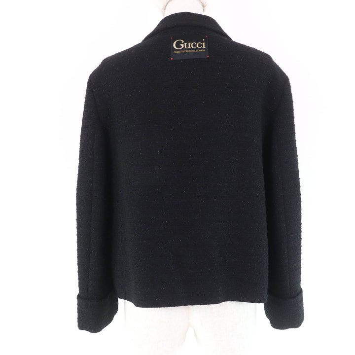 Excellent GUCCI Jacket double breasted tweed black wool Women 40 643287