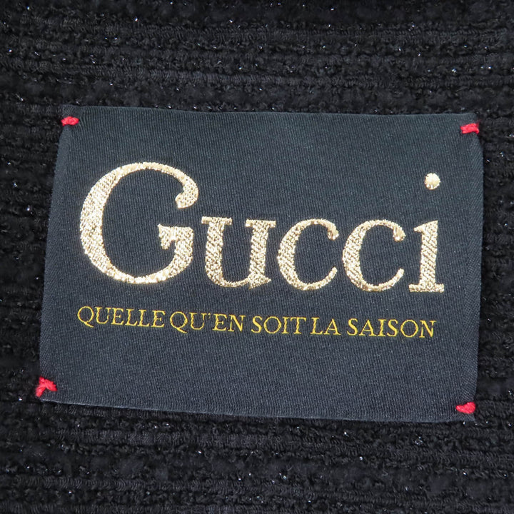 Excellent GUCCI Jacket double breasted tweed black wool Women 40 643287