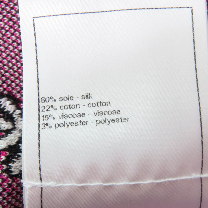 CHANEL knit COCO Mark Half ZIP Ivory pink silk Women 36 P74276K10699