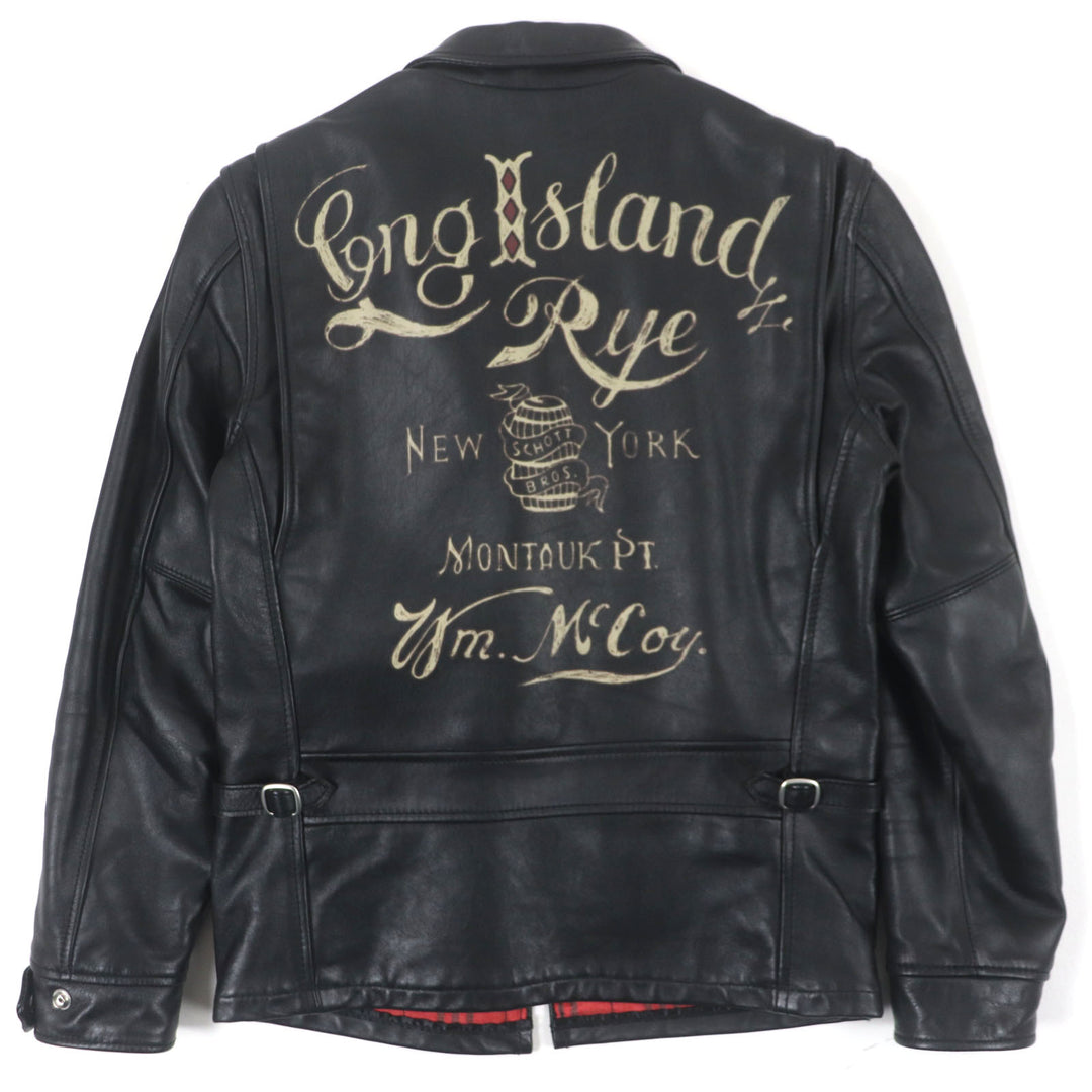 Great schott Leather jacket LONG ISLAND Zip-up Single black Cowhide mens S 3141022