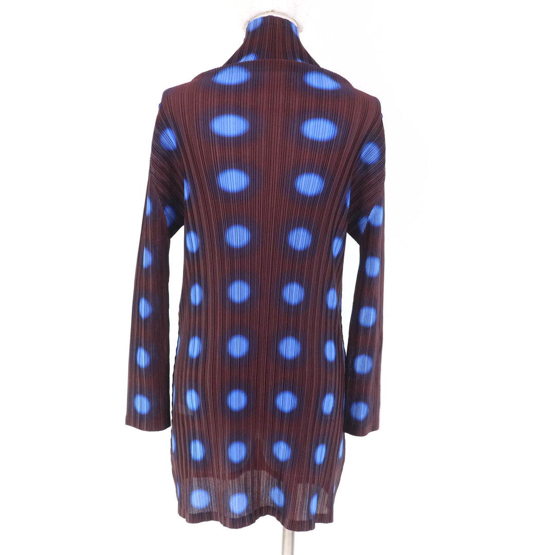 Excellent PLEATS PLEASE T-shirt Dot Pattern High Neck Long Sleeve Pleated 3