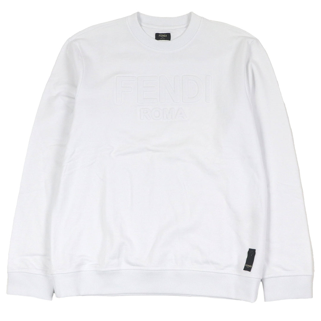 Excellent FENDI sweat Logo embossed sweatshirt white cotton mens XL FY1079