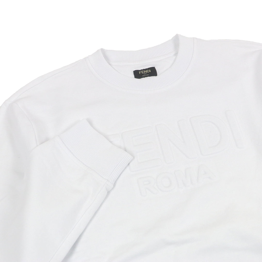 Excellent FENDI sweat Logo embossed sweatshirt white cotton mens XL FY1079