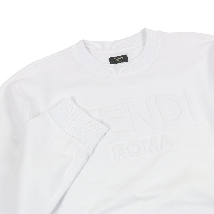 Excellent FENDI sweat Logo embossed sweatshirt white cotton mens XL FY1079
